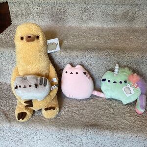 Pusheen lot (3) stuffed animals. 2 NWT, 1 like new - Sloth, cat, unicorn